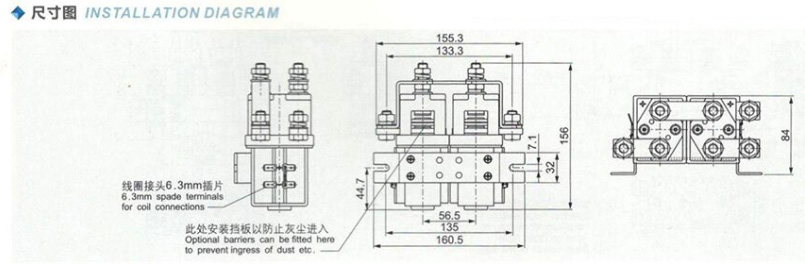 ZJWH400A-2T 2NO+2NC 12V 24V 36V 48V 60V 72V 400A DC Contactor for motor forklift handling drawing wehicle car SW202